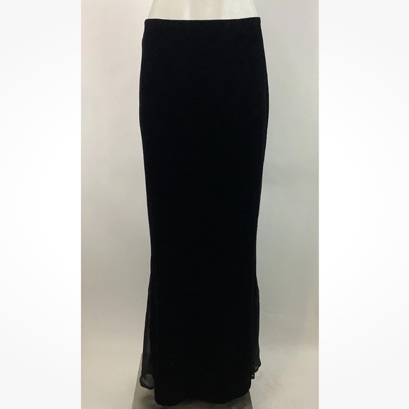 Vintage Cachet Sz S Maxi Velvet Mesh Tulip Hem Whimsigoth Witchy Skirt Black - Picture 2 of 7